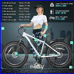 1000W Fat Tire Electric Bike, 26'' Electric Mountain Bicycle 48V Commuter Ebike