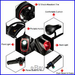 12 350W Portable Folding Electric Bike EBike Cruise Control With Headlight APP