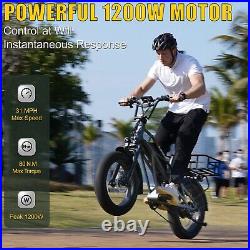 1200W 48V Electric Bike for Heavy Riders, 31mph 120Miles All Terrain ebikes EMTB
