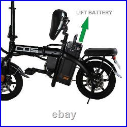 14'' 350W GTR Motor Folding Electric City Bike Ebike 48V 14Ah Lithium Battery