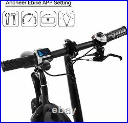 14'' Folding Electric Bicycle City bike Commuter eBike 500W Motor Black with APP. `