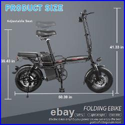 14Folding City Electric Bike 48V 15AH Commuter e Bicycle 350W EBike for Adults