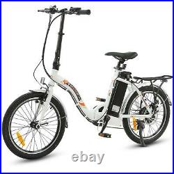 20 36V 350W White Folding Electric Bike Bicycle E City Ebike 7 Speed Litium ION