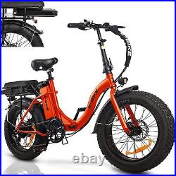 20 500W Powerful Folding Electric Bicycle e-Bike Fat Tire City EBike 7Speed US