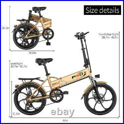 20 6 Speed Folding Electric Bicycle 48V 8AH Snow City E-Bike Removable Battery