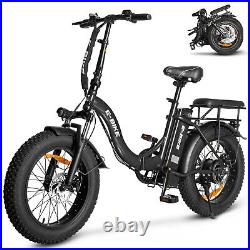 20 750W Electric Folding Bicycle Fat Tire E-Bike Black Ebike With Shock Absorber