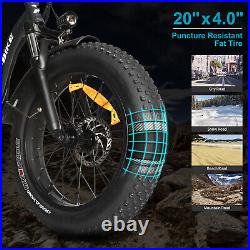 20 750W Electric Folding Bicycle Fat Tire E-Bike Black Ebike With Shock Absorber