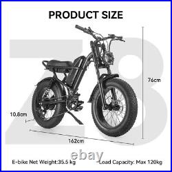 20 Ebike Electric Bike Fat Tire E-bike 500W Mountain Bicycle Long Range Battery