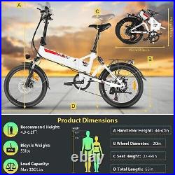 20 Electric Bike, 500W 48V Mountain Bicycle 7 Speeds Folding EBike for Adults-