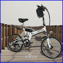 20'' Electric Foldable City Bicycle 36V 350W Motor Lithium Battery E-Bike White