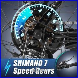 20 Electric Folding Bike 500W Step-Thru City eBike Shimano 7-Speed Bicycle US