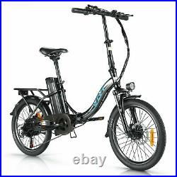 20 Electric city Bike Folding Bicycle eBike 36V Li-Battery 7 Speed 20MPH 350W