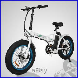 20 Fat Tire FOLDING Mountain Electric Bicycle E-Bike Removable Battery 7 Speed