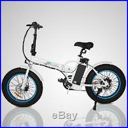 20 Fat Tire FOLDING Mountain Electric Bicycle E-Bike Removable Battery 7 Speed