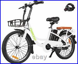 20Electric Bike 250W Dual Disc Brake Ebike for Female, City Electric Bikes White