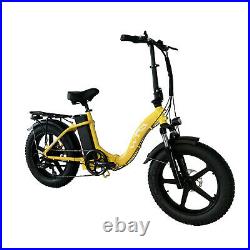 20Inch 750W 13AH Step Thru Electric Bike Yellow Snow Beach Folding Ebike Bicycle