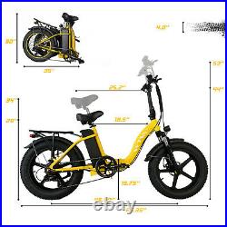20Inch 750W 13AH Step Thru Electric Bike Yellow Snow Beach Folding Ebike Bicycle