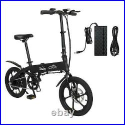 240W Adjustable Speed 16 Tire Folding Electric Bicycle City Beach E-bike Black