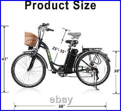 250W Electric Bike Electric Bicycle 26 for Adult Coummting Ebike 6-Speed, Black