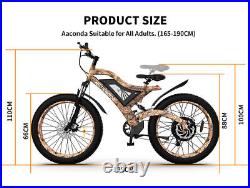 26 1500W Electric Bike Mountain Bicycle 48V/15Ah Battery Fat Tire E-bike Ebike