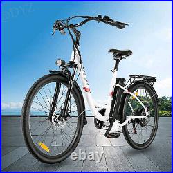 26 20MPH Electric Bike 350W City Cruiser Ebike 7 Speed with Removable Li-Battery