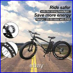 26 300W Fat Tire Electric Bicycles Shimano 6 Speed Gear E-Bike 36V10Ah Battery