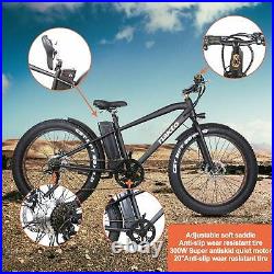 26 300W Fat Tire Electric Bicycles Shimano 6 Speed Gear E-Bike 36V10Ah Battery