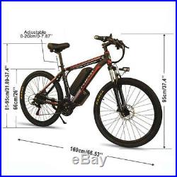 26'' 350W 36V Electric Mountain Bike Bicycle Shimano Black&Red 21 Speed USA