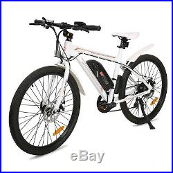 26 350W White Electric Bicycle E-Bike Mountain Sport Lithium Battery 7 Speed