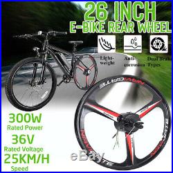 26''36V 300W E-bike Rear Wheel Hub Motor Electric Bicycle Conversion Kit Cycling
