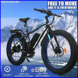 26 500W 13AH Orange Fat Tire Electric Bicycle Mountain Snow Beach EBike 7 Speed