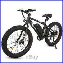 26 500W 36V Black Electric Fat Tire Mountain Snow Bicycle Beach E Bike Moped