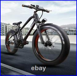 26 500W Electric Bicycle Fat Tire EBike Shimano 6 Speeds Gear 48V12AH Battery