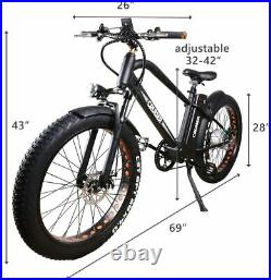 26 500W Electric Bicycle Fat Tire EBike Shimano 6 Speeds Gear 48V12AH Battery