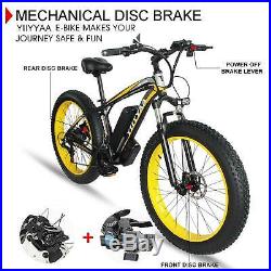 26''500W Electric Bike Snow Beach E-Bike Fat Tire 21-Speed 36V Lithium Battery