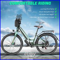 26 Adult Electric Bike, 500W 48V Mountain Bicycle Shimano EBike with Rear Rack^
