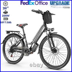 26 Adult Electric Bike, 500W 48V Mountain Bicycle Shimano EBike with Rear Rack@