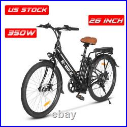 26 Ebike Electric Bike Beach City Cruiser Bicycle 7 Speed Commuter E-bike Black