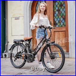 26'' Electric Bicycle 7 Speed Snow Beach City Commuter E-bike Adults Ebike Black