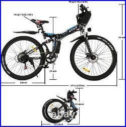 26'' Electric Bicycle Folding Ebike 350W Battery 21-Speed Mountain/City Bike NEW