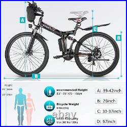 26'' Electric Bike, 500W Mountain Bicycle Shimano 21 Speed for Adults Ebike Top