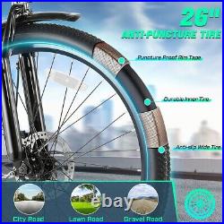 26'' Electric Bike Adult Mountain Bicycle 500W City Ebike with Li-Battery 20MPH