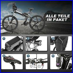 26'' Electric Bike Folding Mountain Bicycle 36V E-Bike E-MTB 21 Speed 250W Black