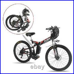 26'' Electric Bike Folding Mountain Bicycle Ebike 21 Speed Removable Li-Battery