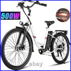 26 Electric Bike for Adult, 500W Mountain Bicycle Shimano 7Speed Commute EBike