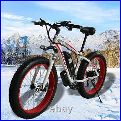 26 Electric Fat Tire Bike Beach Snow Bicycle E-bike 36V Lithium Battery Red USA