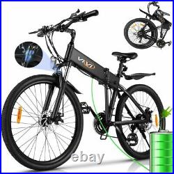 26'' Folding Mountain Bike Electric Bicycle Ebike 20Mph Shinmano Commuter Black