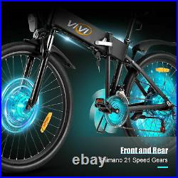 26'' Folding Mountain Bike Electric Bicycle Ebike 20Mph Shinmano Commuter Black