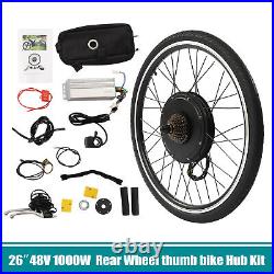 26 Rear Wheel 48V 1000W Electric Bicycle EBike Conversion Kit Hub Motor Cycling