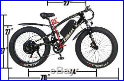 26 inch Electric Bicycle Fat Tire 1000W MTB Ebike 60V Li-ion Battery Black